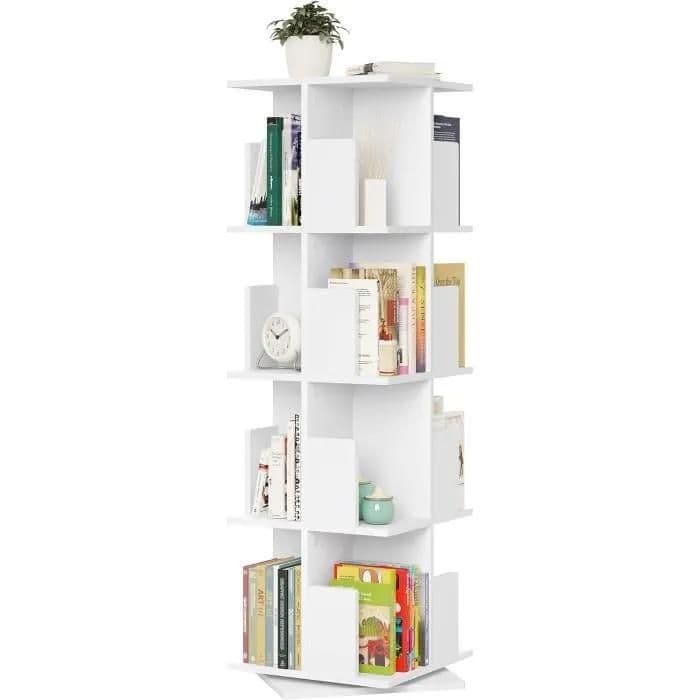 Bibliothèque rotative - 0040SHG53 - 4 Niveaux - MDF - 39x39x128cm - Bureau