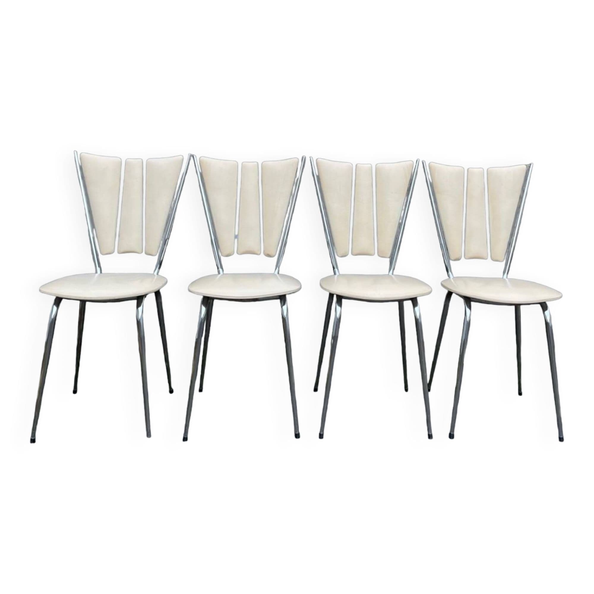 Lot de 4 chaises Tublac vintage blanc