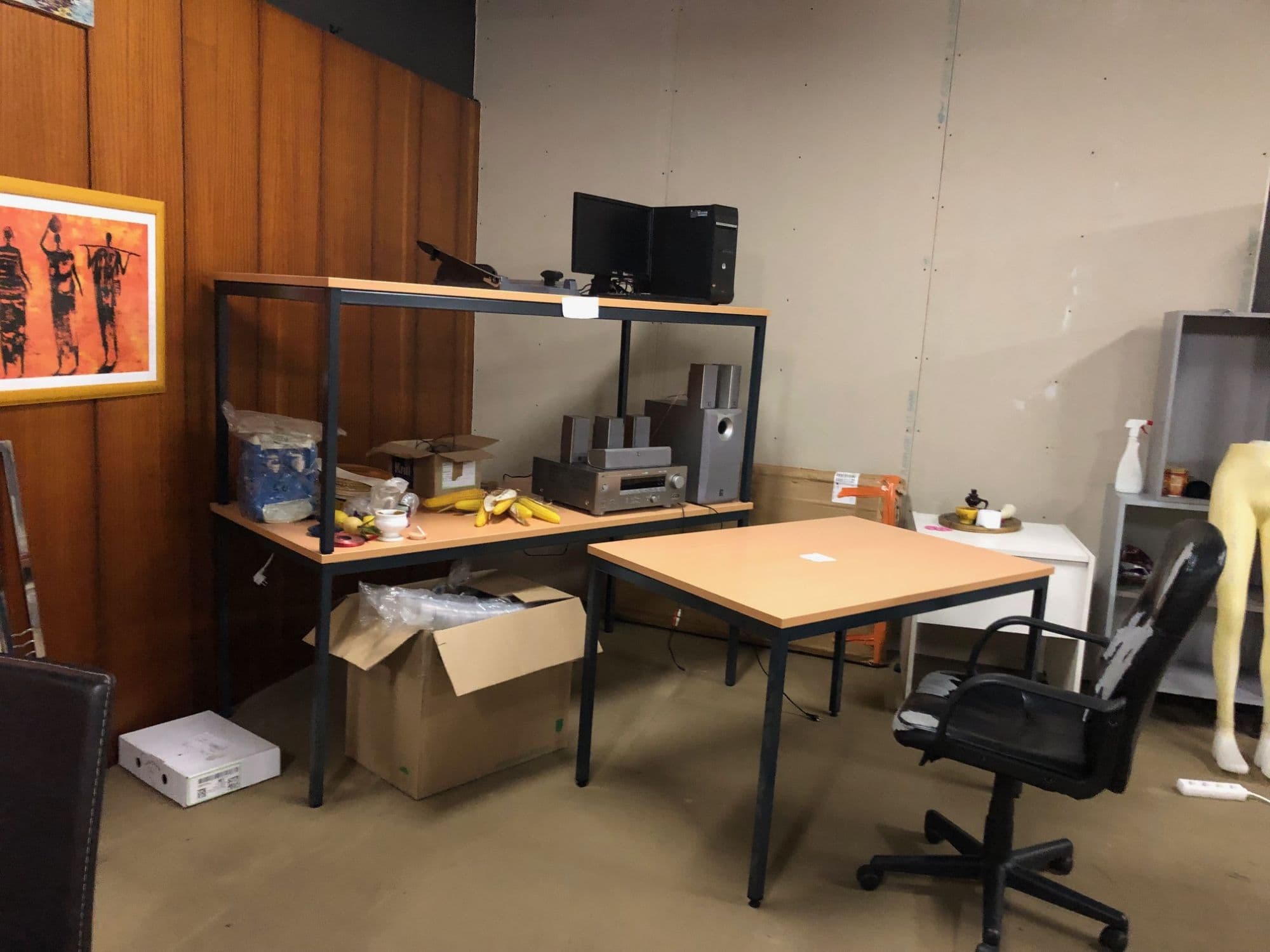 Table / Bureau Bois , Pieds Métalliques, 180x80 / 140x80 Ht 75