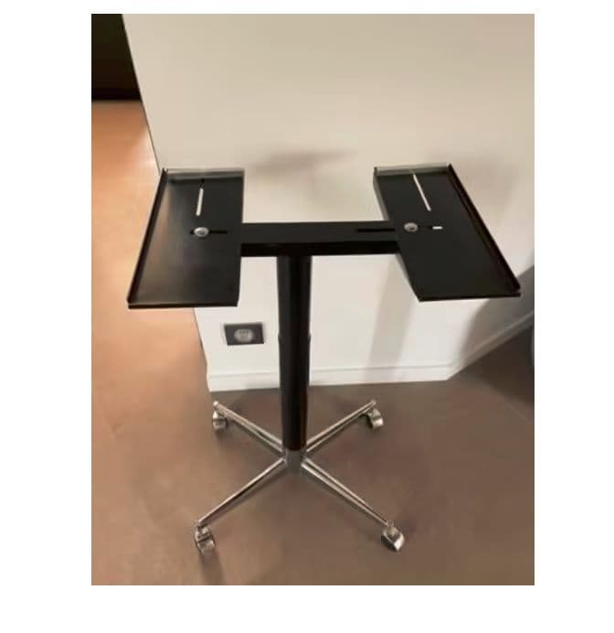 Table Roulante Support Acier Reglable Metallique Tv Tele Téléviseur Multimedia Console Télévision Roulettes Pivotant Modulable Ajustable En Hauteur / Largeur Tablette Materiel Audio Video