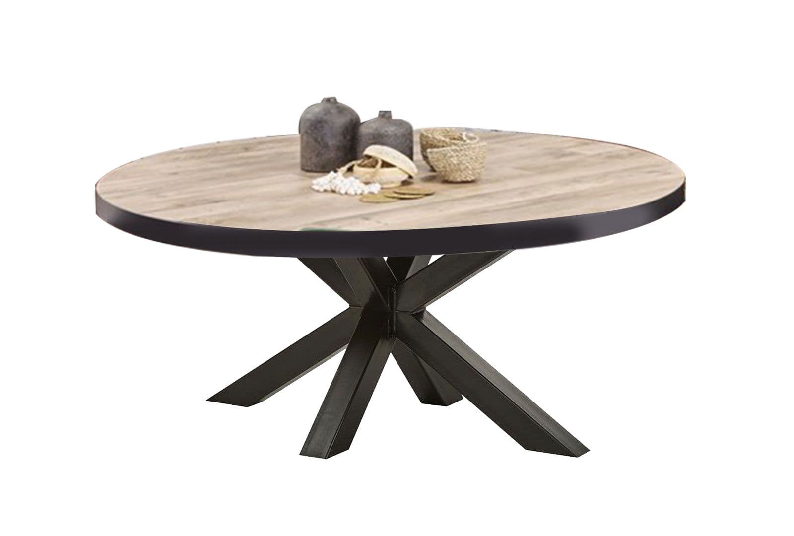 EUPEN ASPECT BOIS NAVIRE ET NOIR MAT SÉJOUR SALLE À MANGER TENDANCE : La Petite Table Repas Ronde
