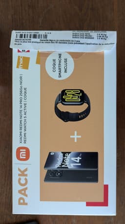 Pack Xiaomi Redmi Note 14 Pro 256 Go Noir + Redmi Watch 5 Active + Coque Noire