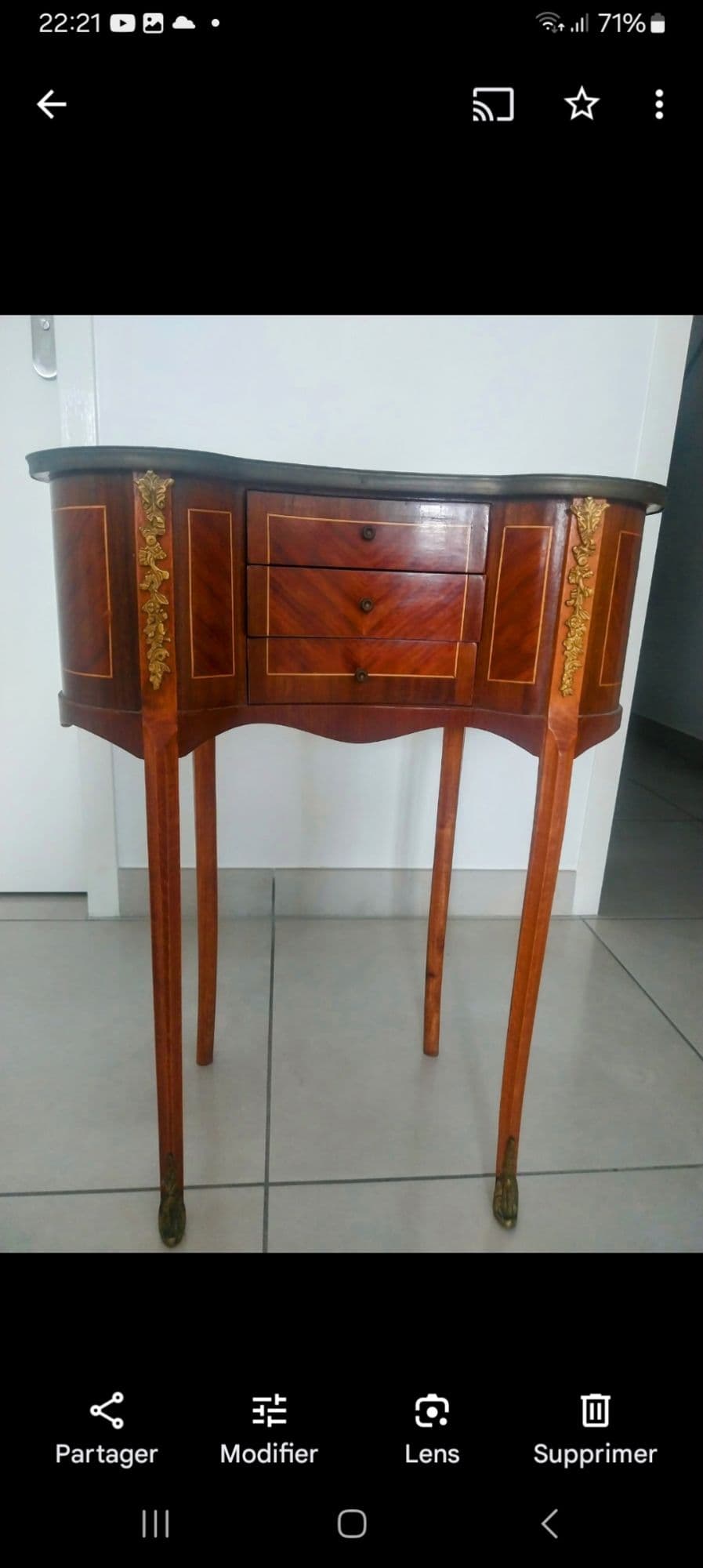 Chevet rognon style Louis XVI marron