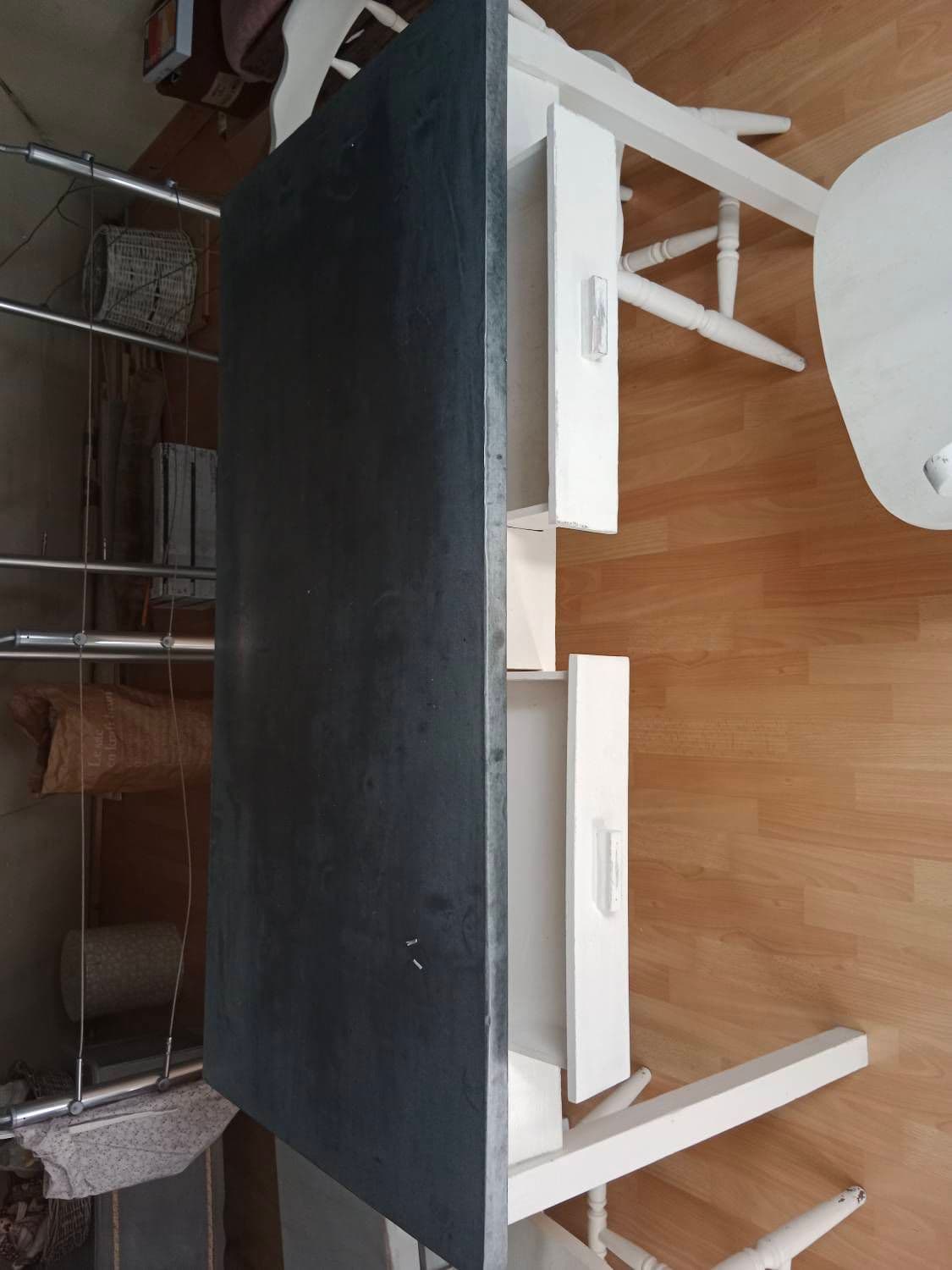 Table Plateau En Zinc Cas Avec 4 Tiroirs La Structure En Bois Effet Patine