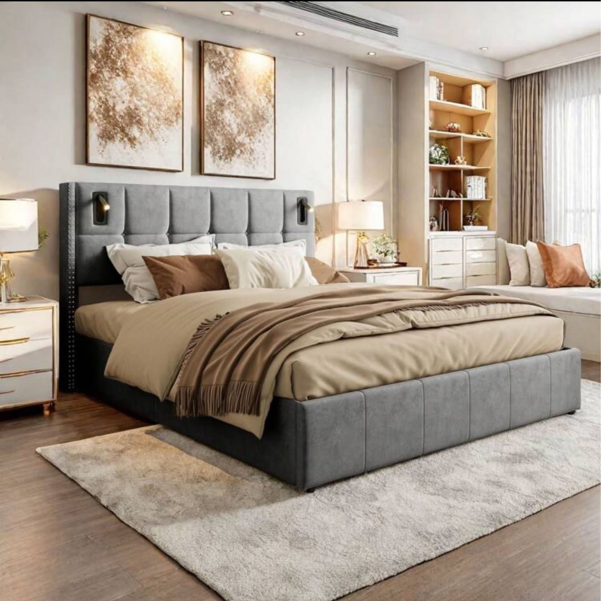 Lit gris 140x190
