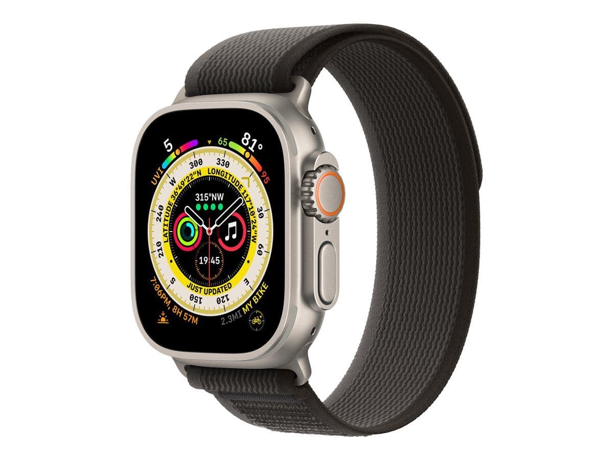 Apple Watch Ultra - Boîtier 49 mm Titane avec Bracelet Nylon Noir/gris de taille M/L