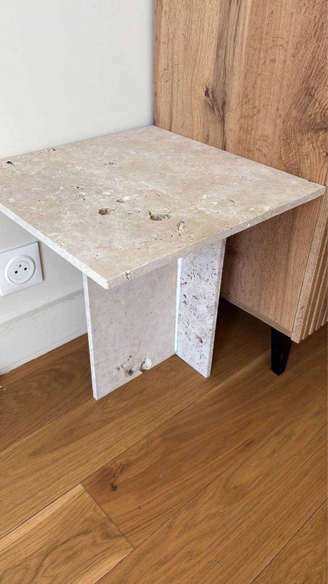 Petite Table En Travertin Confectionnée Mains