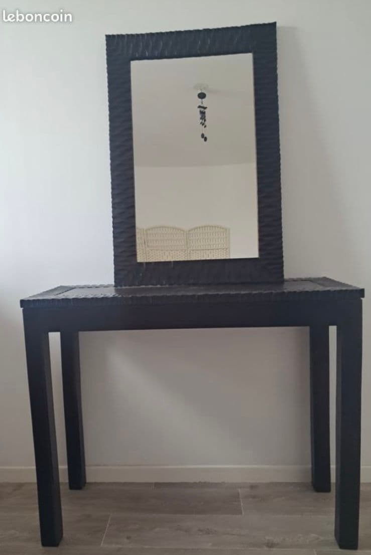 Console En Bois Et Miroir Tour Bois Pour Entrée Ou Chambre
