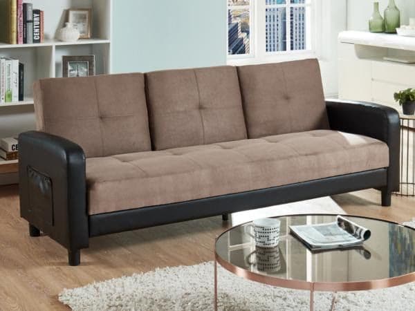 Canapé 3 Places Convertible En Microfibre Et Simili Dailly (Bicolore Beige Et Noir)