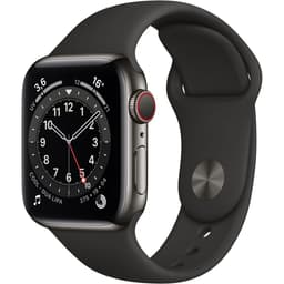 Apple Watch Series 6 (GPS + Cellular) - Boitier 40 mm acier gris avec bracelet sport noir