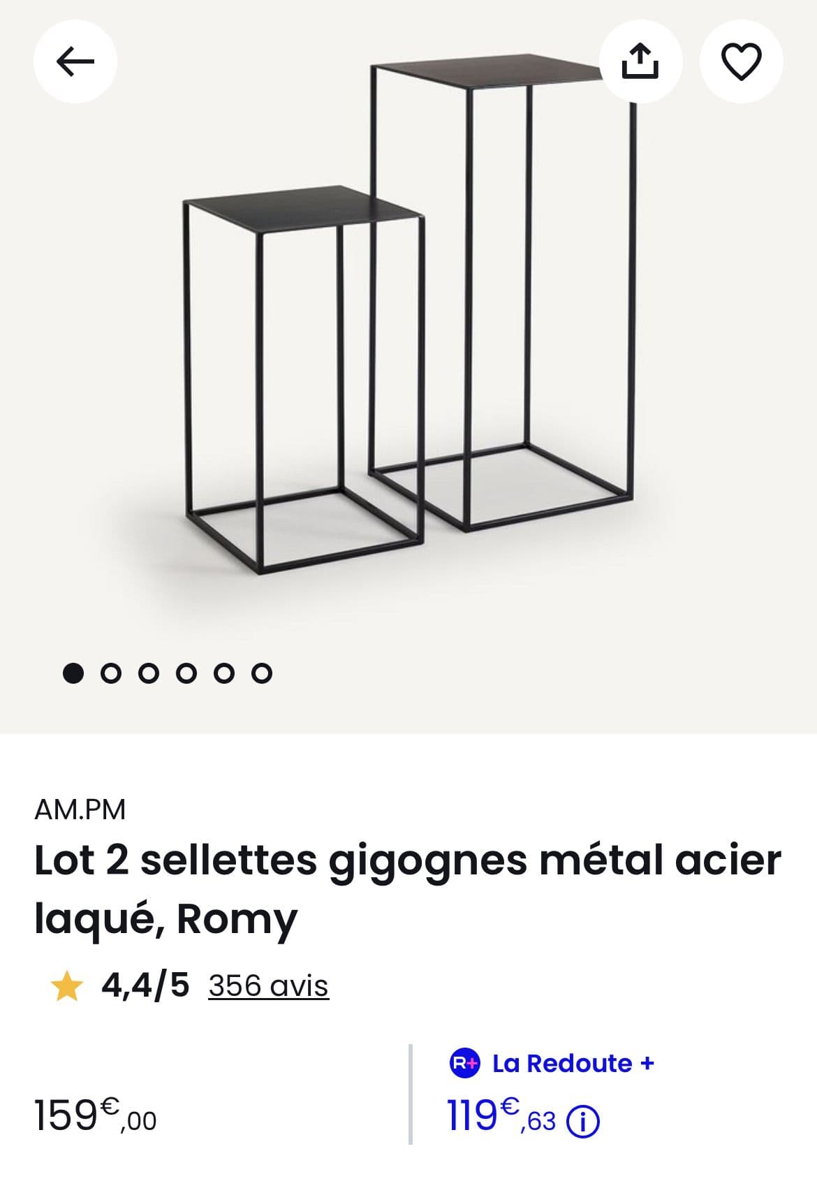 SELLETTE Noir Lot de 2 AM.PM (2145563) (Ref AMAH14 SELLETTES)