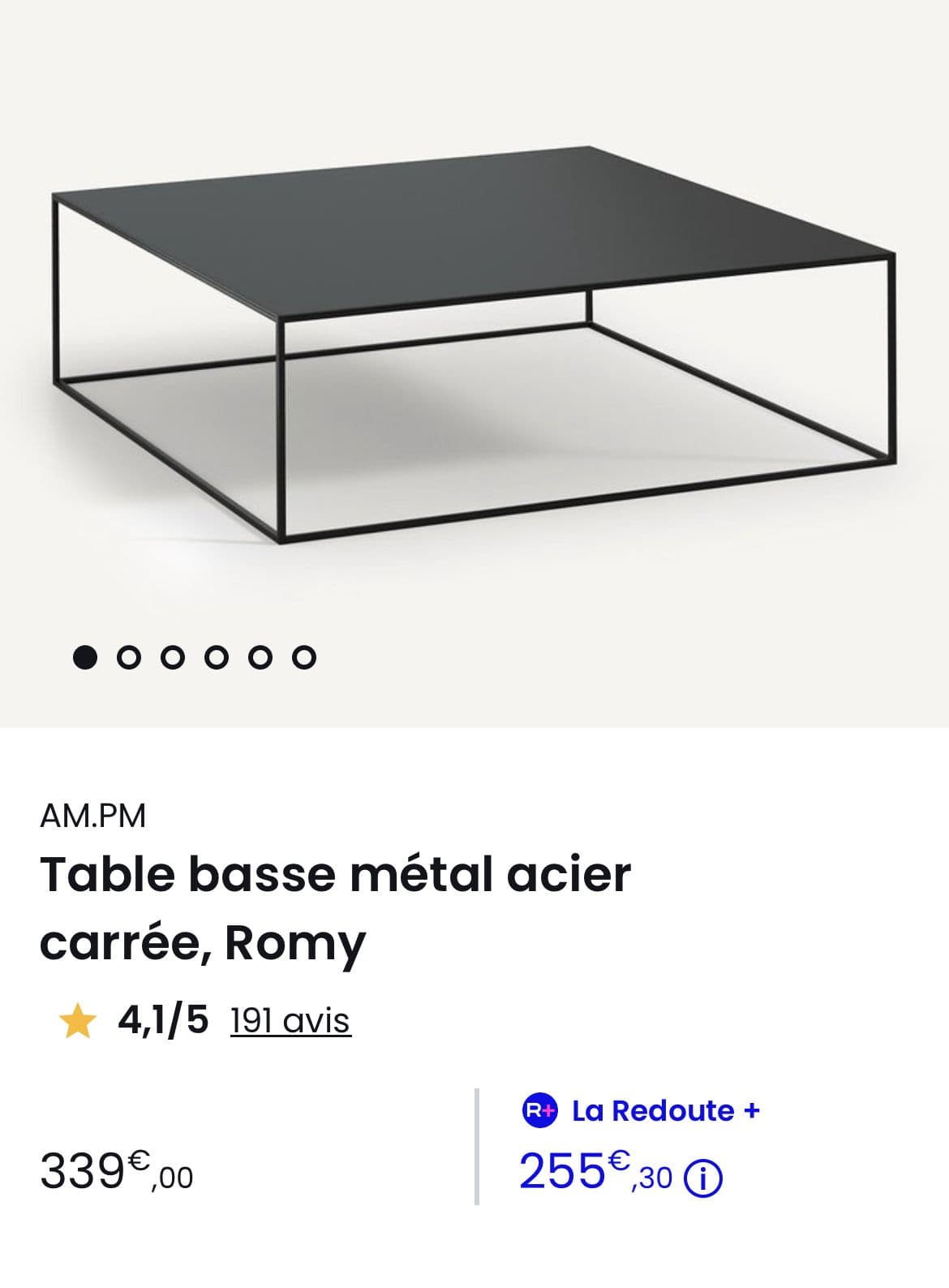 TABLE BASSE Noir T. Unique AM.PM (2145619) (Ref 0017470AH12) ref art: 324198957001001