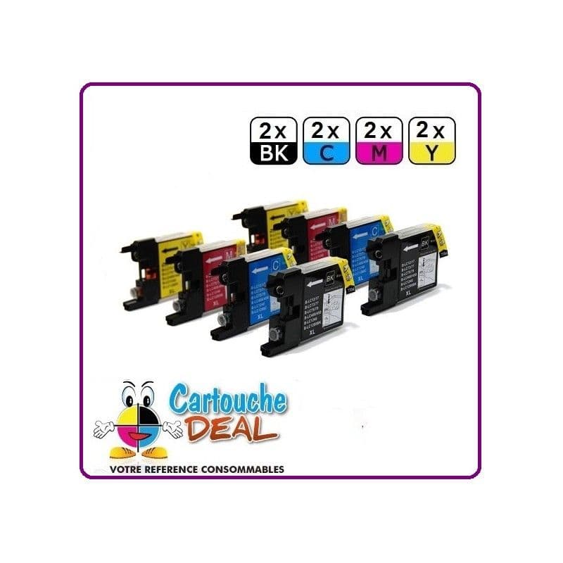 BROTHER LC-1220/1240 - Lot 8 cartouches compatible DCP J525W J625DW J725DW J925DW - MFC J430W J825DW LC1220 LC1240