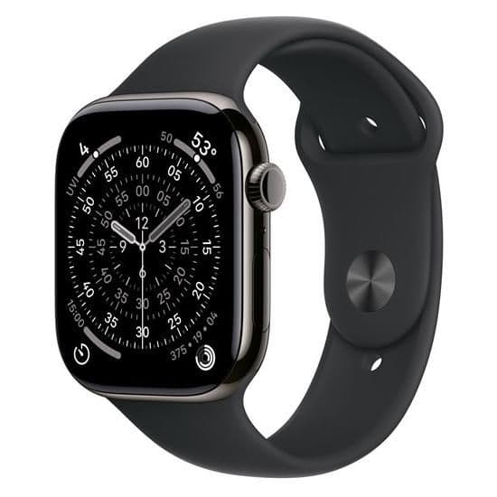 Apple Watch Series 11 GPS + Cellular 46mm Boitier ardoise titane avec bracelet sport noir M/L