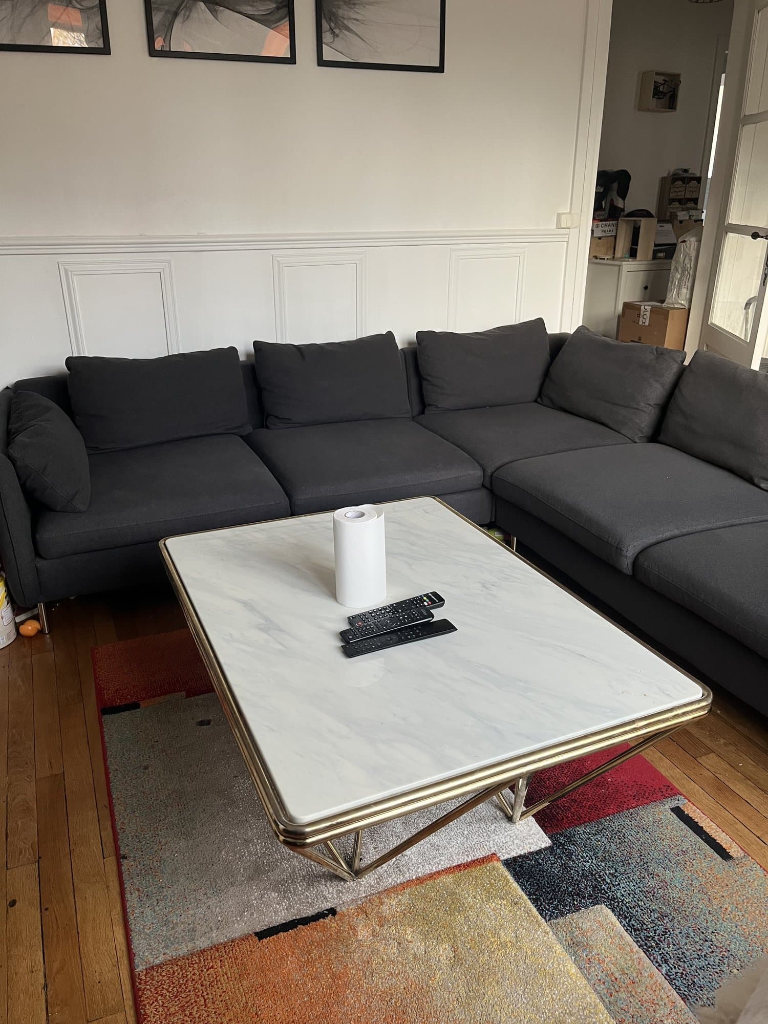 Canapé d'angle panoramique 5 places Vento ¿ Gris Sterling ¿