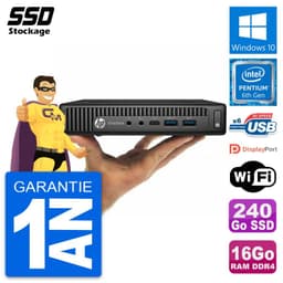 Ultra Mini PC HP 800 G2 DM Pentium G4400T RAM 16Go SSD 240Go Windows 10 Wifi