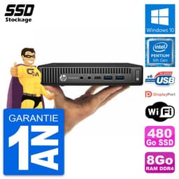 Ultra Mini PC HP 800 G2 DM Pentium G4400T RAM 8Go SSD 480Go Windows 10 Wifi