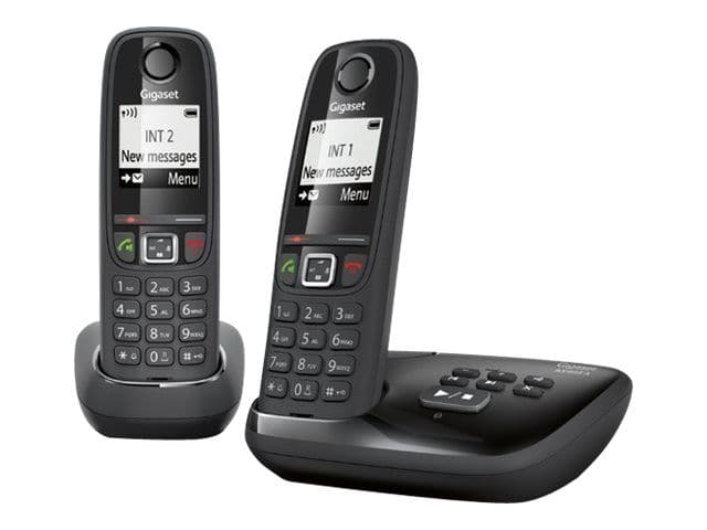 Gigaset AS405A Duo - Téléphone sans fil - système de répondeur avec ID d'appelant - DECTGAP - noir + combiné supplémentaire