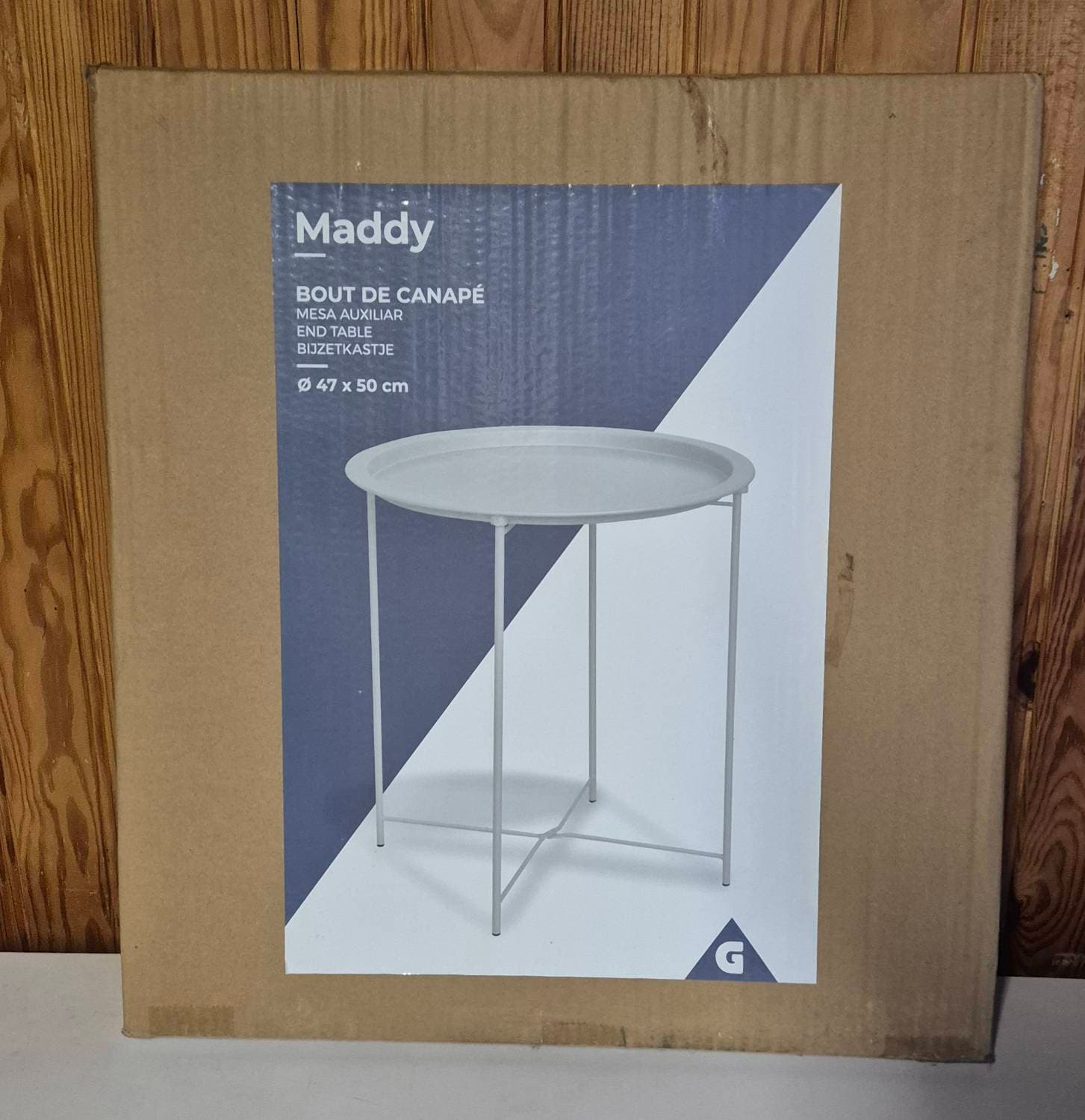 Table d'appoint / bout de canapé en métal blanche