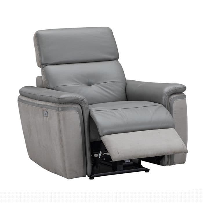 Fauteuil relax électrique - Cuir gris - L 101 x P 102 x H 83 cm - SUNSHINE