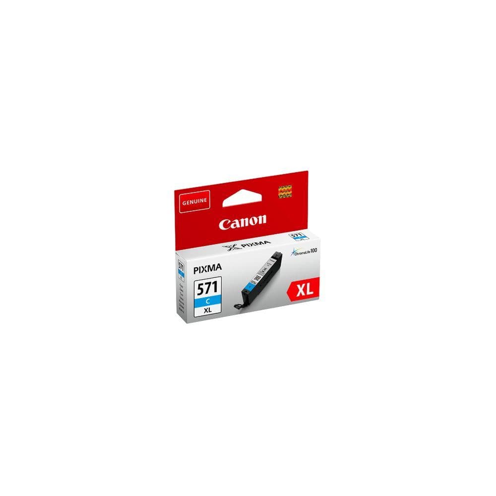 Canon CLI-571C XL - 11 ml - à rendement élevé - cyan - original - réservoir d'encre - pour PIXMA TS5051, TS5053, TS5055, TS6050, TS6051, TS6052, TS8051, TS8052, TS9050, TS9055