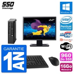 Mini PC HP 800 G1 USDT Ecran 22" Intel G3220 RAM 16Go SSD 960Go Windows 10 Wifi