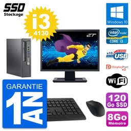 Mini PC HP 800 G1 USDT Ecran 27" Intel i3-4130 RAM 8Go SSD 120Go Windows 10 Wifi