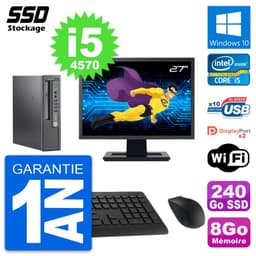 Mini PC HP 800 G1 USDT Ecran 27" Intel i5-4570 RAM 8Go SSD 240Go Windows 10 Wifi
