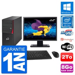 PC Tour Fujitsu P756 Ecran 22" Pentium G4400 RAM 8Go Disque 2To Windows 10 Wifi