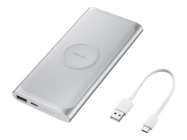 Batterie Externe 10000 Mah Samsung Wireless Battery Pack Eb-U1200 Fast Charge - 2 A - Usb/Usb-C - Argenté