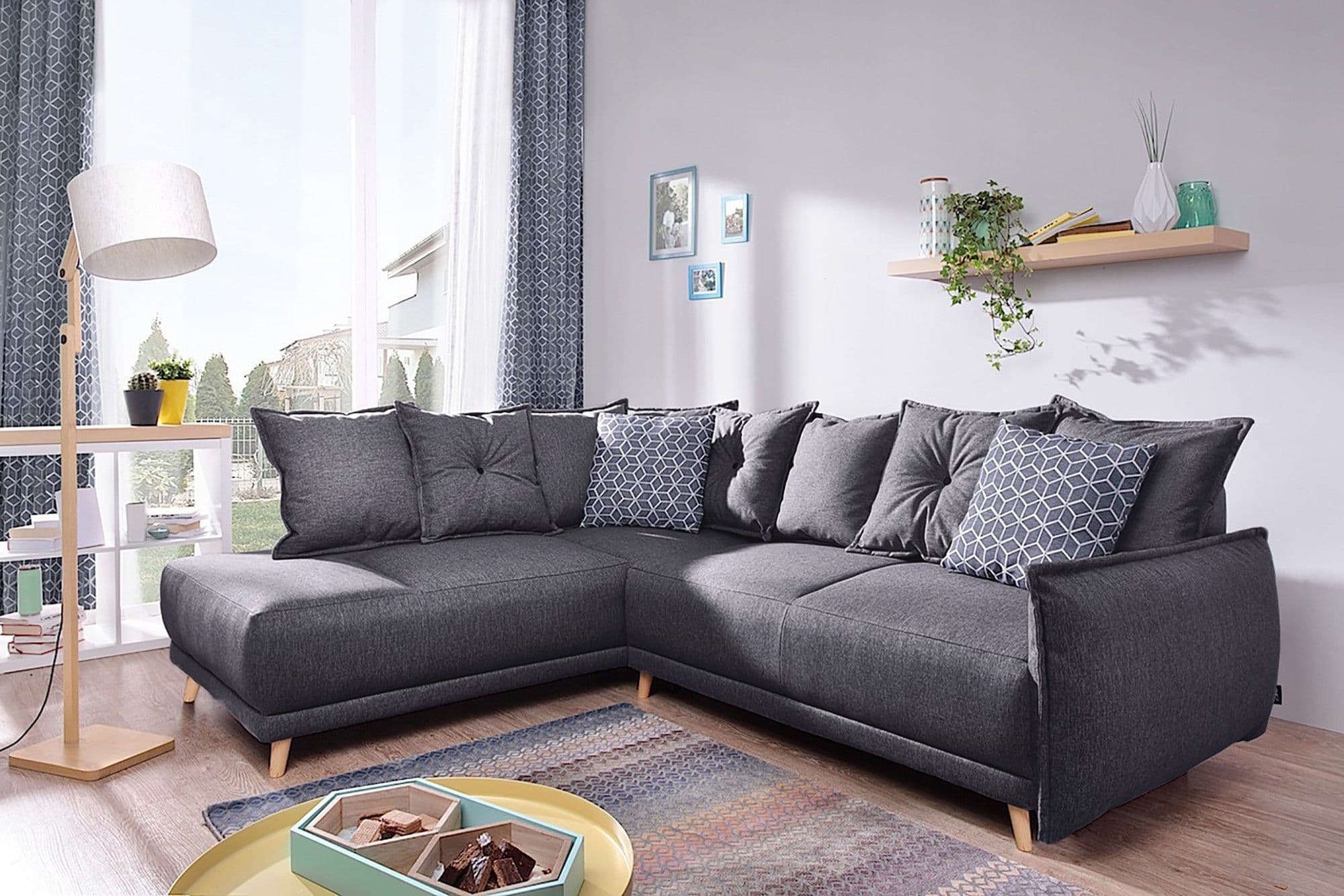 Bobochic Lena - Canapé Scandinave D'angle Gauche - Gris Foncé - 236x90x190cm