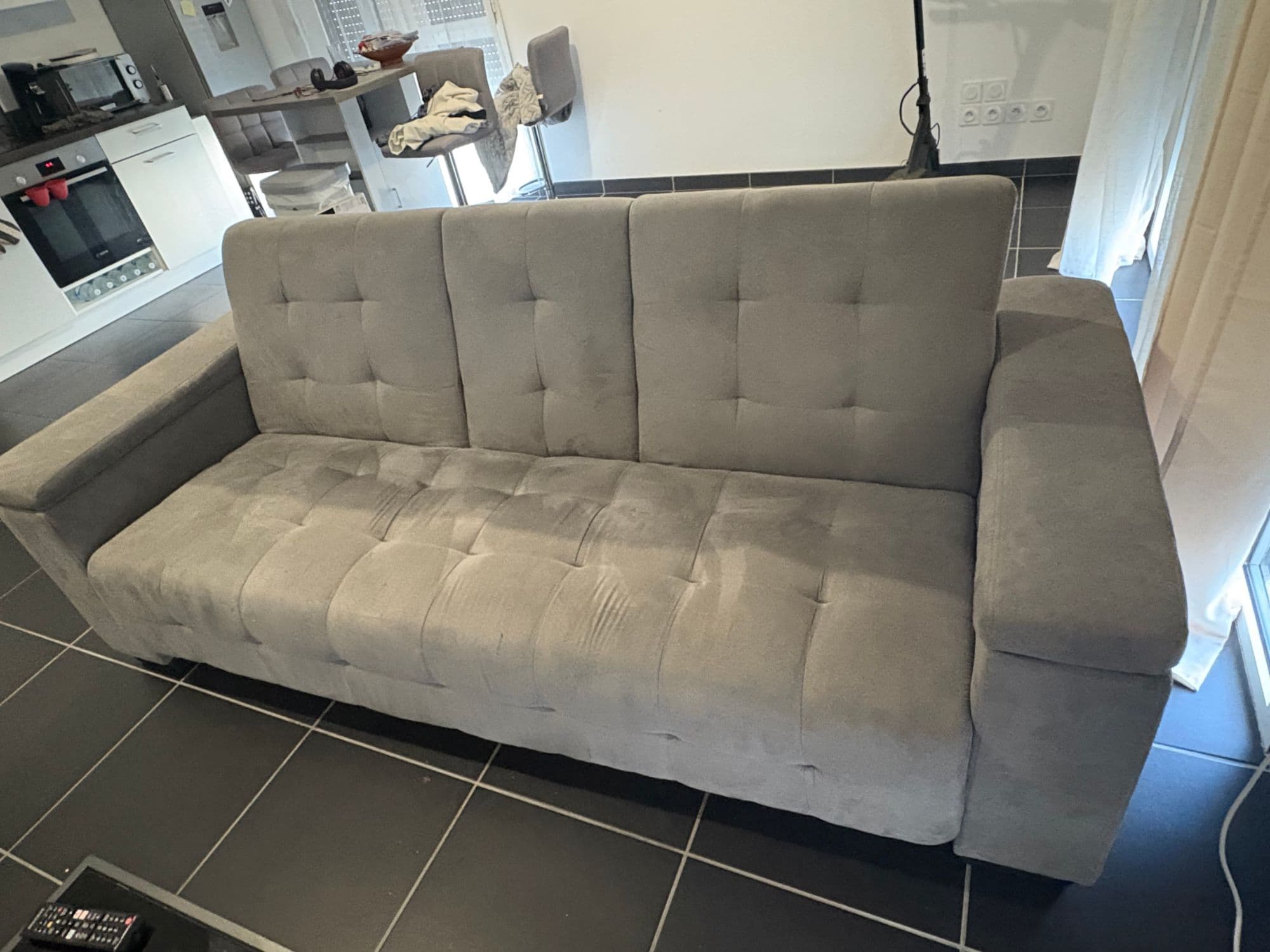 Canapé convertible gris