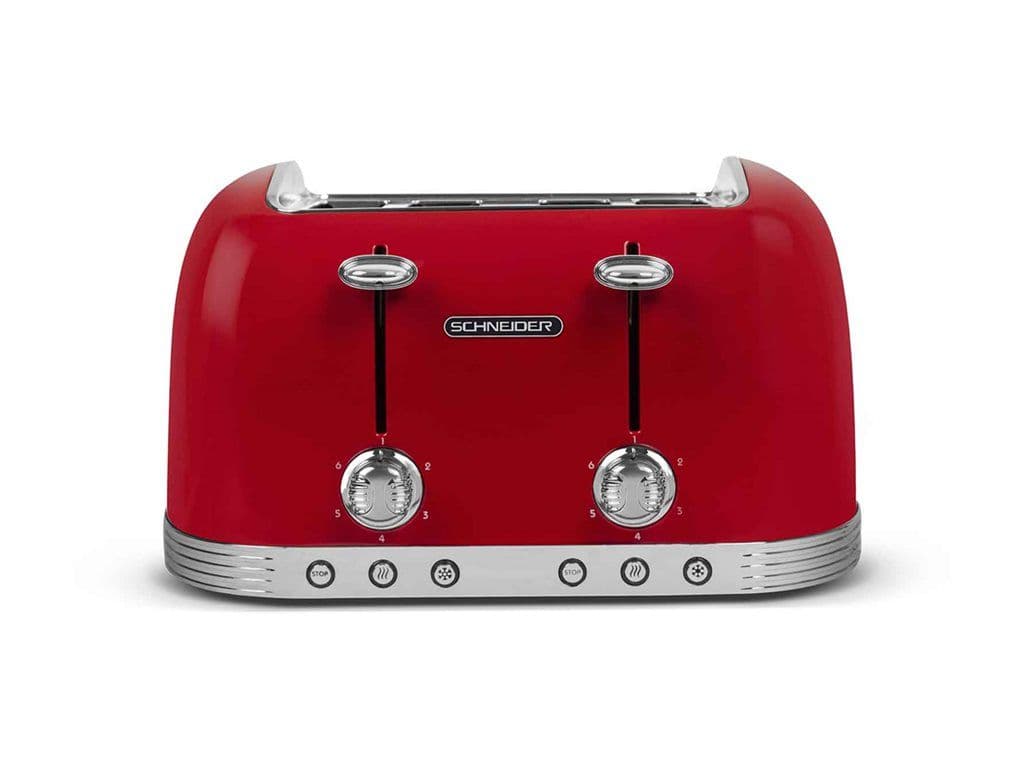 Schneider Feeling's Vintage SCTO4R - Grille-pain - 4 tranche - 4 Emplacements - rouge