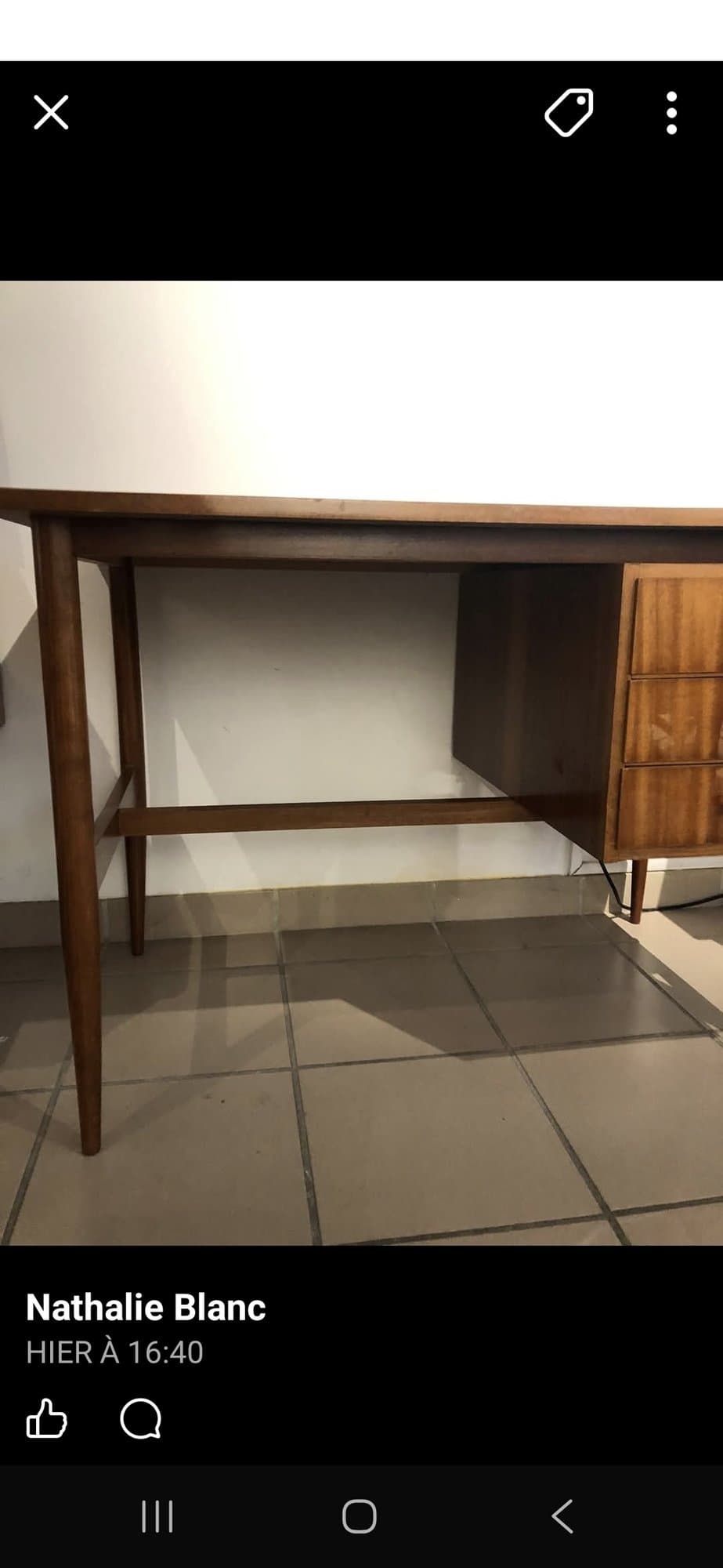 bureau vintage scandinave acajou