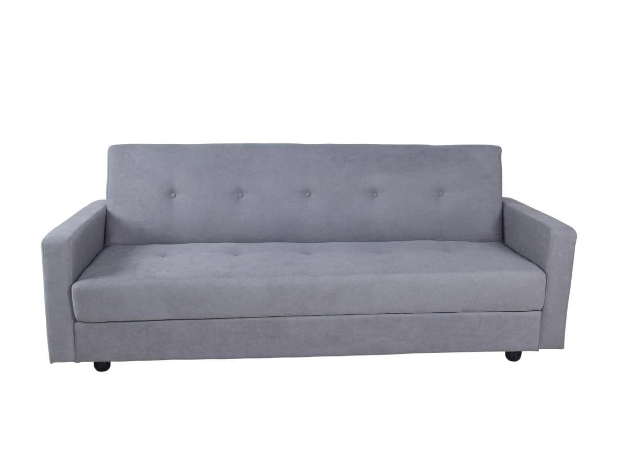 Canapé 3 places convertible clic-clac en tissu gris ANTSO