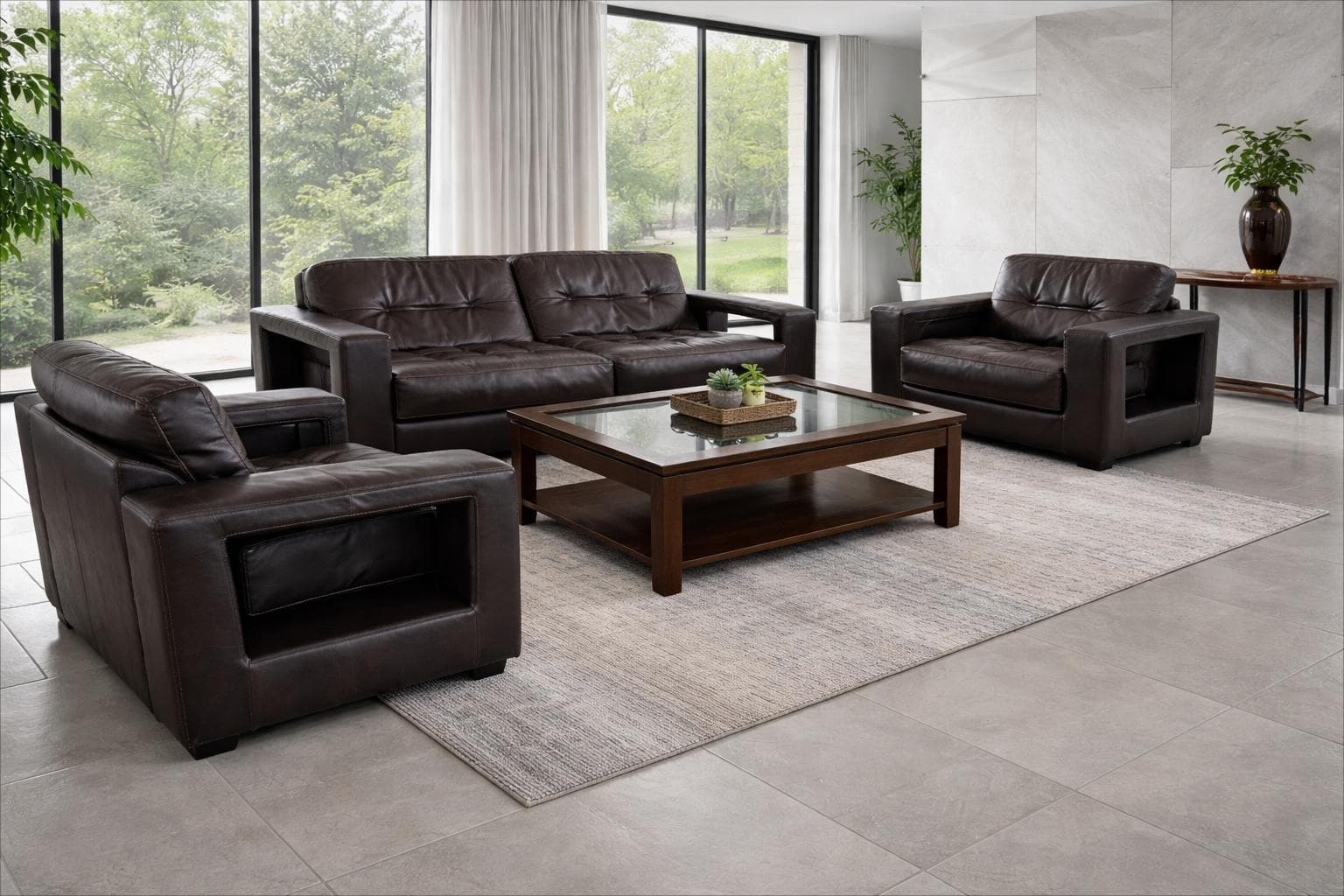 Salon Steiner Paris ¿ Canapé + 2 fauteuils ¿ cuir &amp; aluminium ¿ vintage 1970s/80s