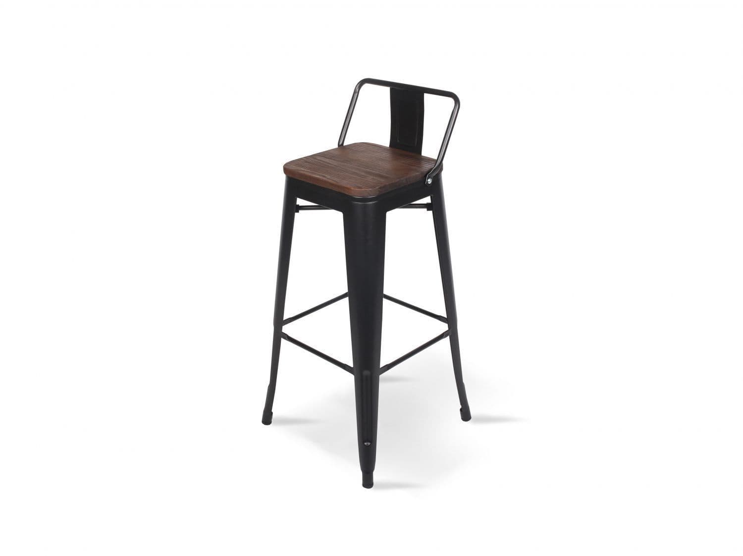 Tabouret de bar en métal noir mat style industriel avec dossier
