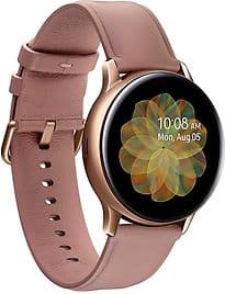 Samsung Galaxy Watch Active2 40 mm Edelstahlgehäuse gold am Lederarmband rosa [Wi-Fi]