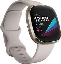 Fitbit Sense 40 mm softgold am Silikonarmband mondweiß [Wi-Fi]