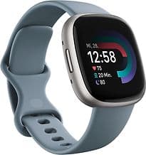 Fitbit Versa 4 40 mm platinum am Silikonarmband waterfall blue [Wi-Fi]