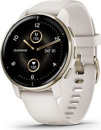 Garmin Venu 2 Plus 43 mm gold am Silikonarmband beige [Wi-Fi]