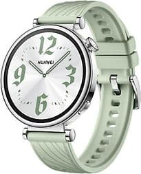 Huawei Watch GT 4 41 mm silber am Fluorelastomerarmband grün