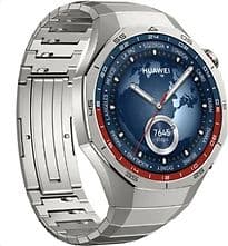 Huawei Watch GT 5 Pro 46 mm Edelstahlgehäuse silber am Titanarmband silber
