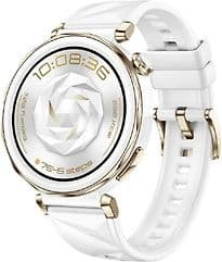 Huawei Watch GT 5 Pro 42 mm Keramikgehäuse weiß am Fluorelastomerarmband weiß