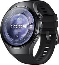 Huawei Watch 5 46 mm Edelstahlgehäuse schwarz am Fluorelastomerarmband schwarz [Wi-Fi + 4G]