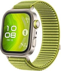 Huawei Watch Fit 4 Pro 40 mm silber am Nylonarmband grün