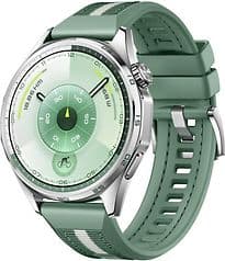 Huawei Watch GT 6 46 mm Edelstahlgehäuse silber am Fluorelastomerarmband grün