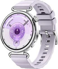 Huawei Watch GT 6 41 mm Edelstahlgehäuse silber am Fluorelastomerarmband violett