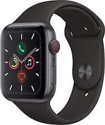 Apple Watch Series 5 44 mm boîtier en aluminium gris sidéral et bracelet sport noir [Wi-Fi + Cellulaire]