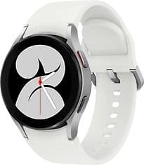Samsung Galaxy Watch4 40 mm Boîtier aluminium argent Bracelet silicone blanc [Wi-Fi + 4G]